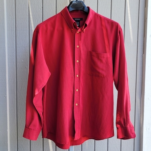 Red Polynosic Rayon Shirt | Y2K Men's XL Button-Down Collar - Picture 12 of 12